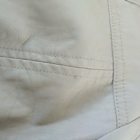 J2 women's size M faux leather cream color moto jacket - Picture 11 of 15